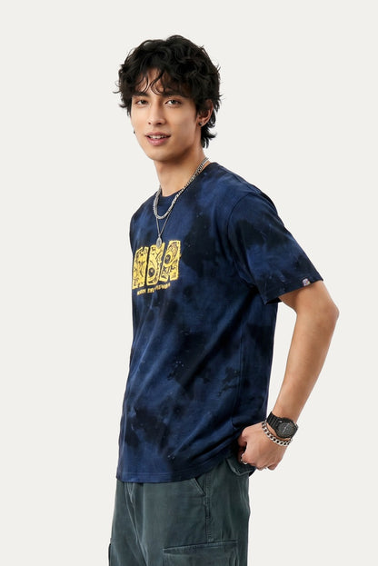 HEA Tie-Dye Galaxy Print Short Sleeve Tee, Unisex Streetwear Cotton T-shirt