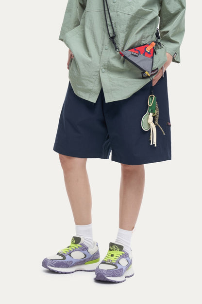 HEA Unisex Solid Color Casual Shorts, Elastic Waist Quick-Dry Streetwear Shorts
