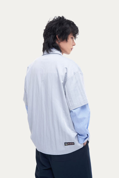 HEA Unisex Utility Button-Up Shirt, Short Sleeve Streetwear Work Shirt