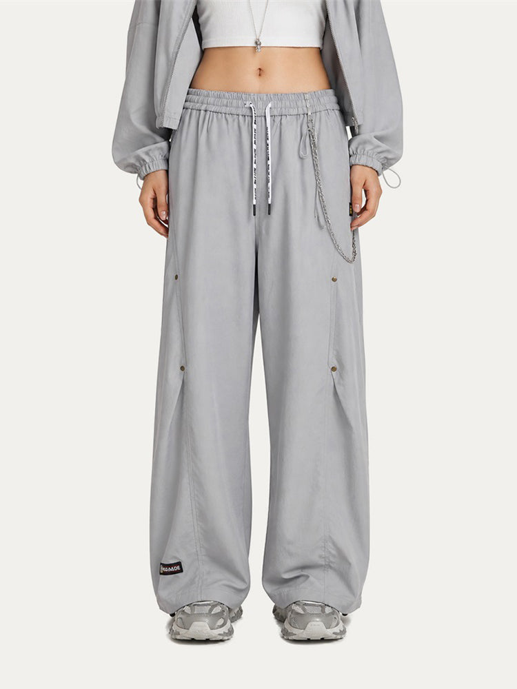 HEA Relaxed Woven Drawstring Pants – Straight Leg Streetwear Trousers
