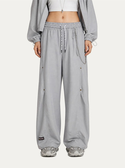 HEA Relaxed Woven Drawstring Pants – Straight Leg Streetwear Trousers