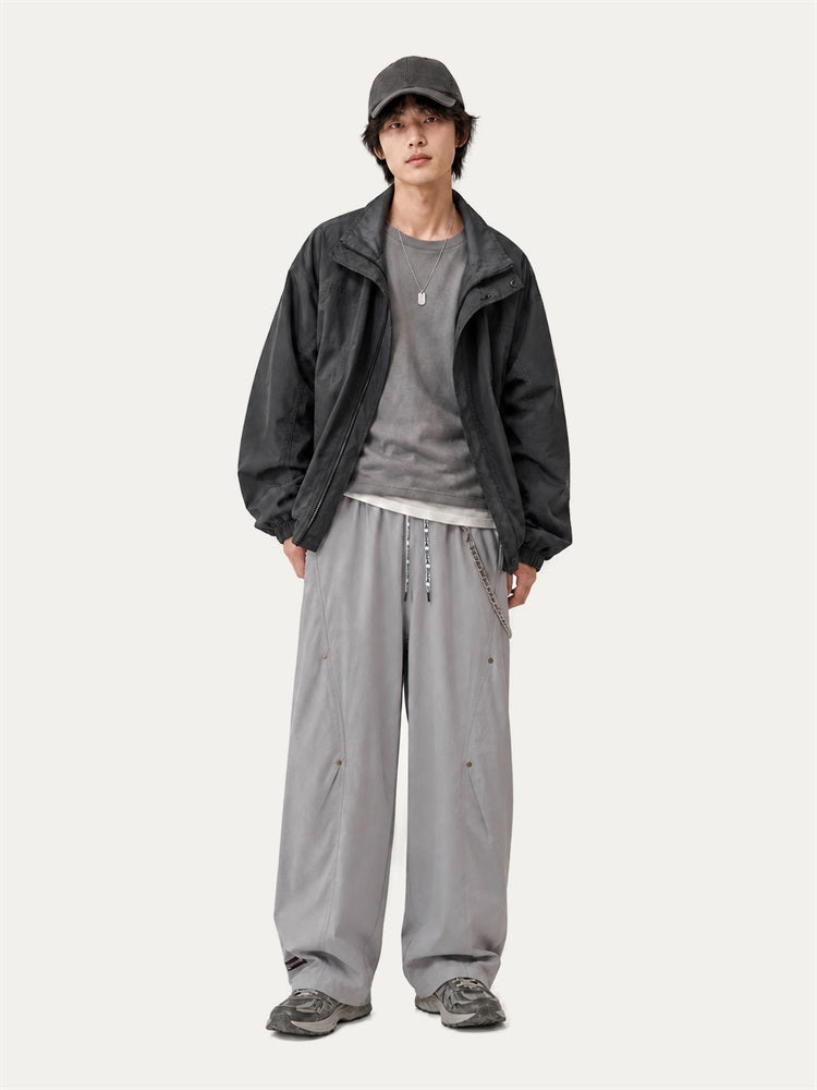 HEA Relaxed Woven Drawstring Pants – Straight Leg Streetwear Trousers