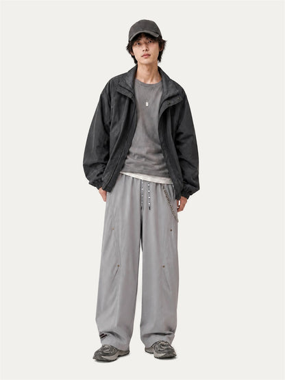 HEA Relaxed Woven Drawstring Pants – Straight Leg Streetwear Trousers