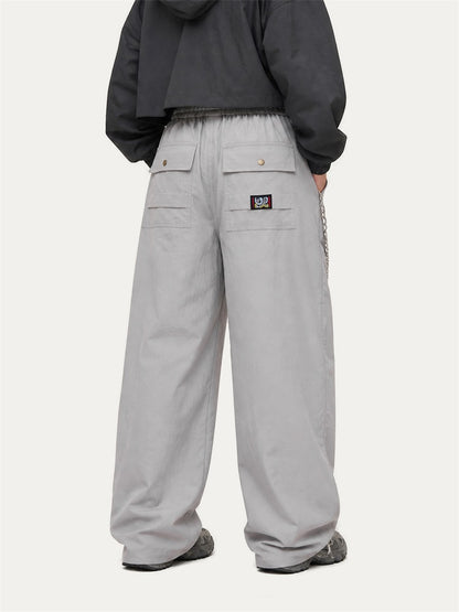 HEA Relaxed Woven Drawstring Pants – Straight Leg Streetwear Trousers