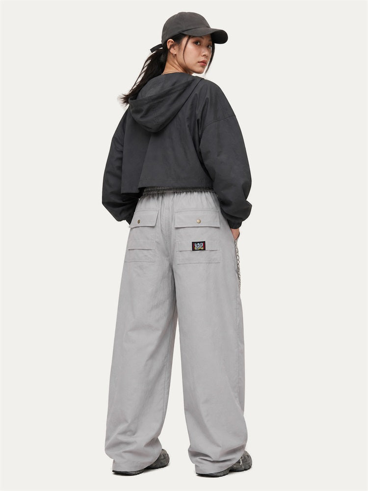 HEA Relaxed Woven Drawstring Pants – Straight Leg Streetwear Trousers