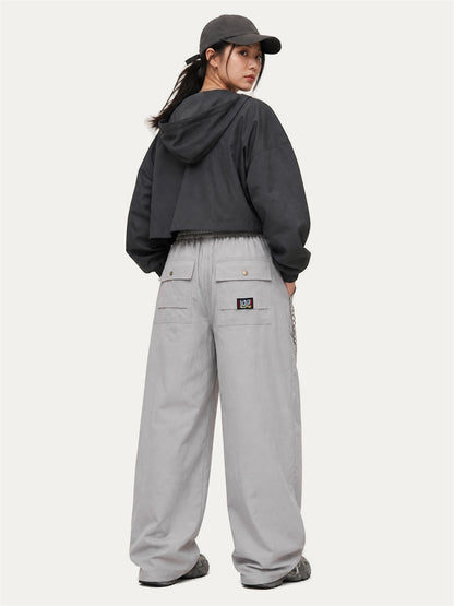 HEA Relaxed Woven Drawstring Pants – Straight Leg Streetwear Trousers