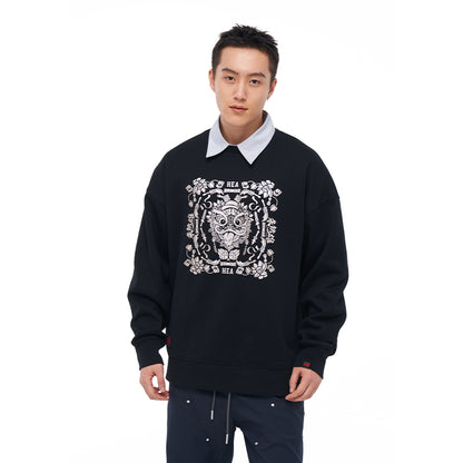 Printed round neck hoodie