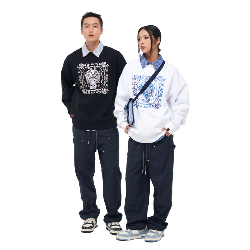 Printed round neck hoodie