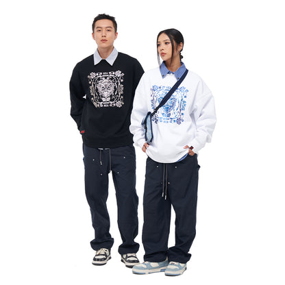 Printed round neck hoodie