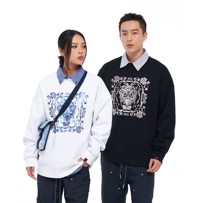 Printed round neck hoodie