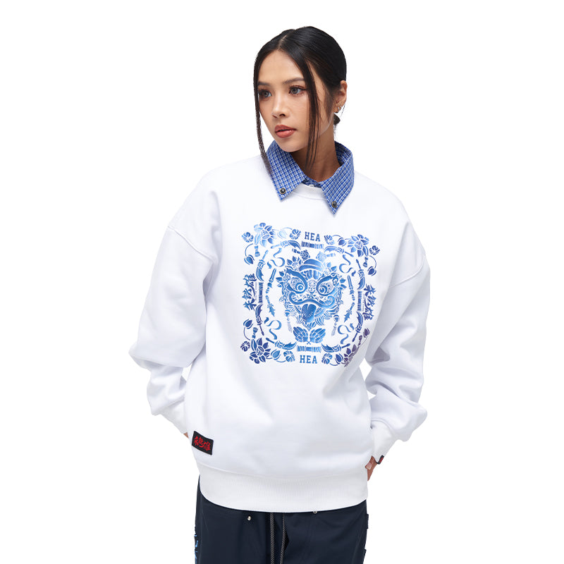 Printed round neck hoodie