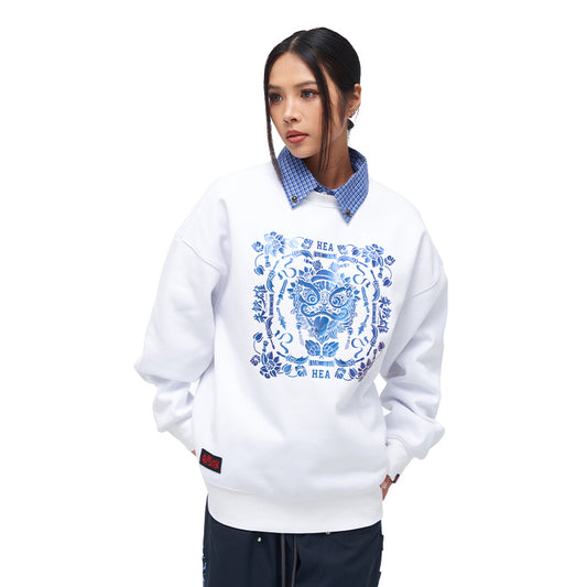 Printed round neck hoodie