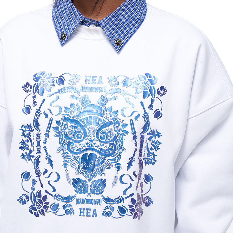 Printed round neck hoodie