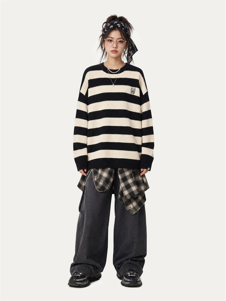 HEA Striped Crewneck Pullover Sweater