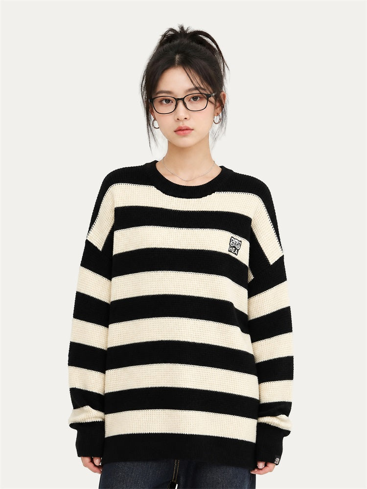 HEA Striped Crewneck Pullover Sweater