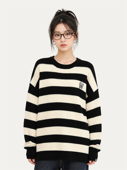 HEA Striped Crewneck Pullover Sweater
