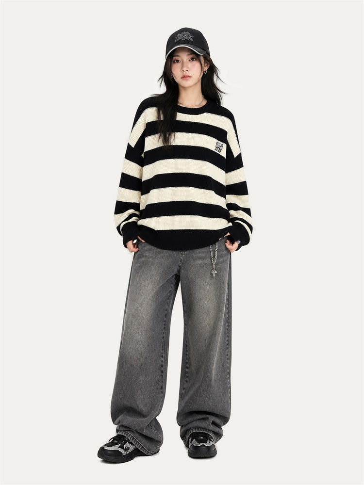 HEA Striped Crewneck Pullover Sweater