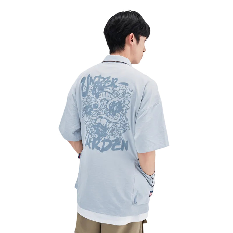 HEA Under Garden Graphic Back Print Oversized Short Sleeve Shirt