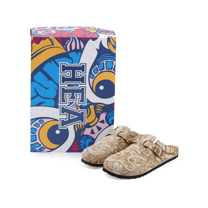 HEA Lion Allover Printed Cork Clogs, Unisex Slip-On Mule Sandals Casual Walking Shoes