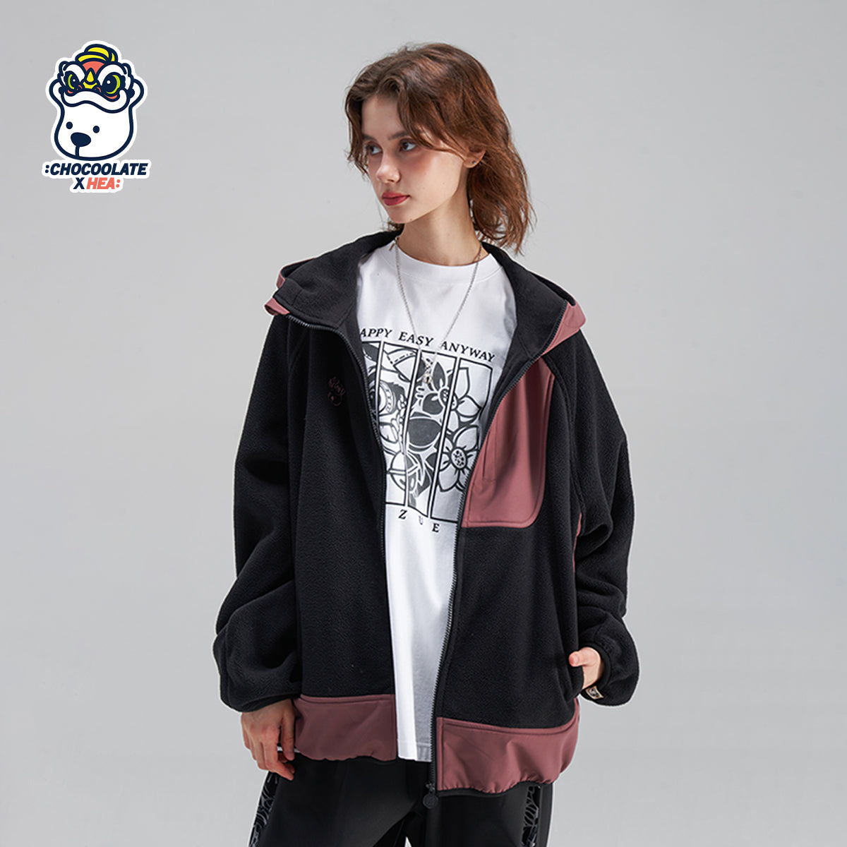 Polar fleece hooded jacket