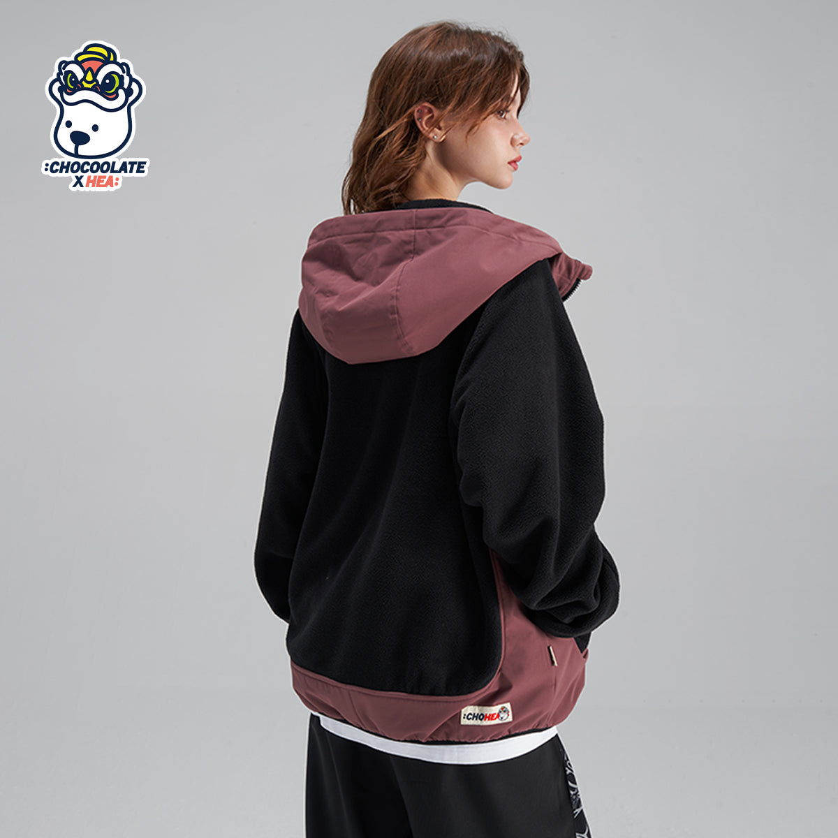 Polar fleece hooded jacket