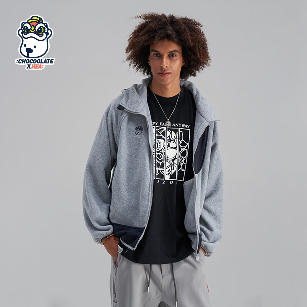 Polar fleece hooded jacket