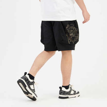 Embroidered functional workwear shorts