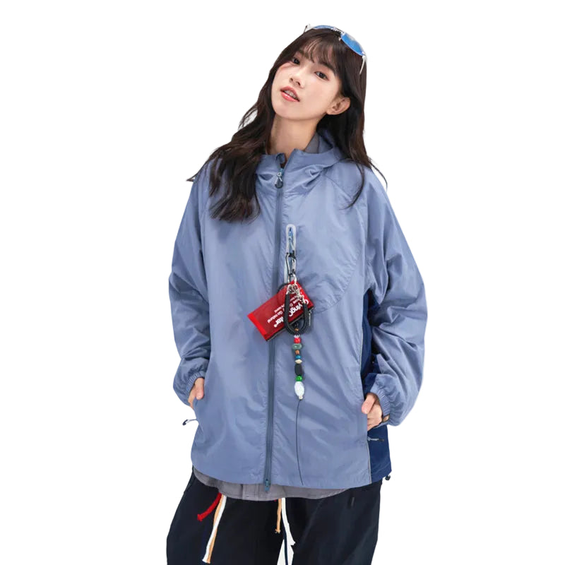 Color Block Hooded Outdoor Windbreaker Jacket