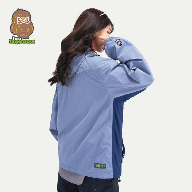 Color Block Hooded Outdoor Windbreaker Jacket
