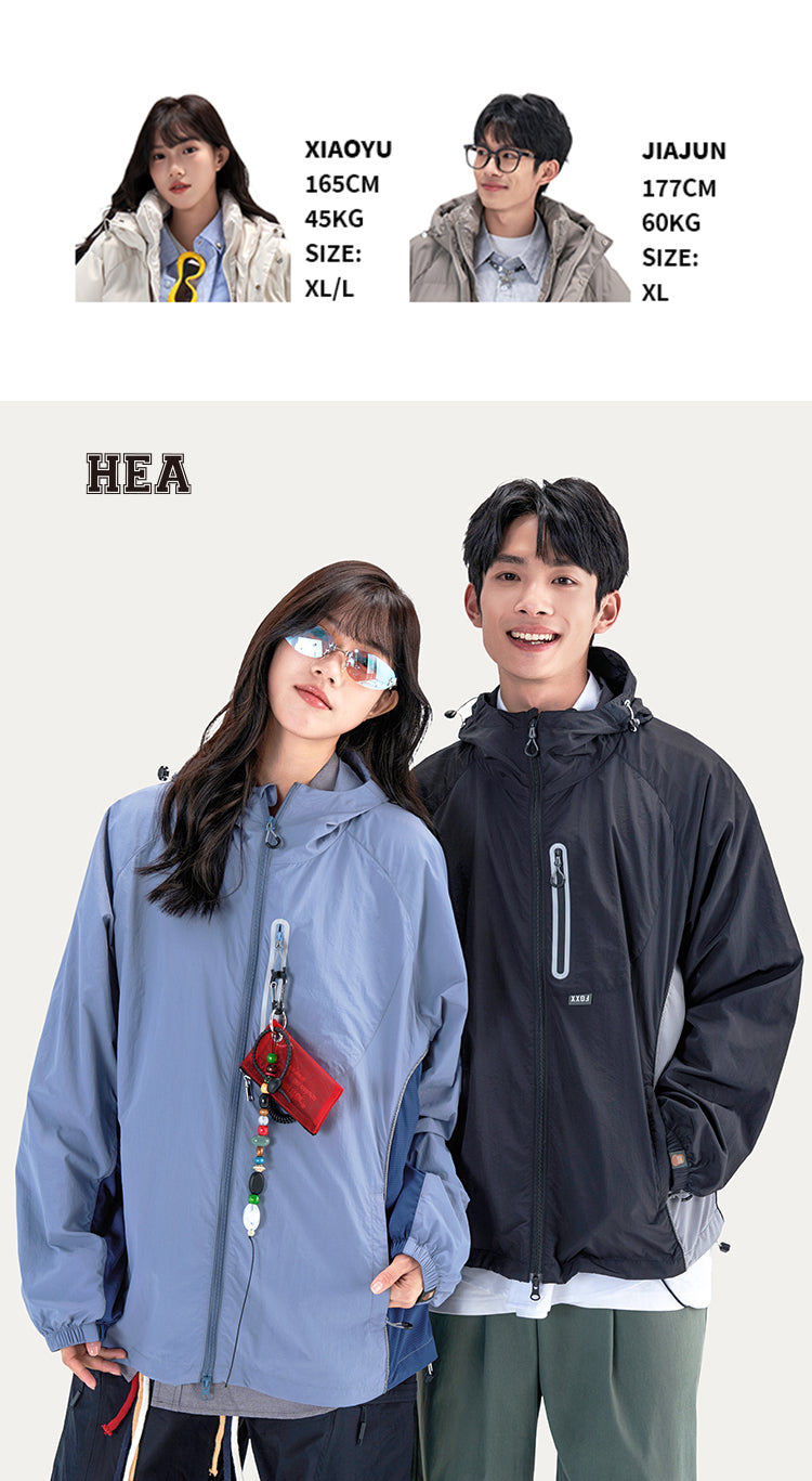 Color Block Hooded Outdoor Windbreaker Jacket