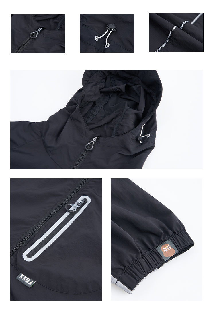 Color Block Hooded Outdoor Windbreaker Jacket