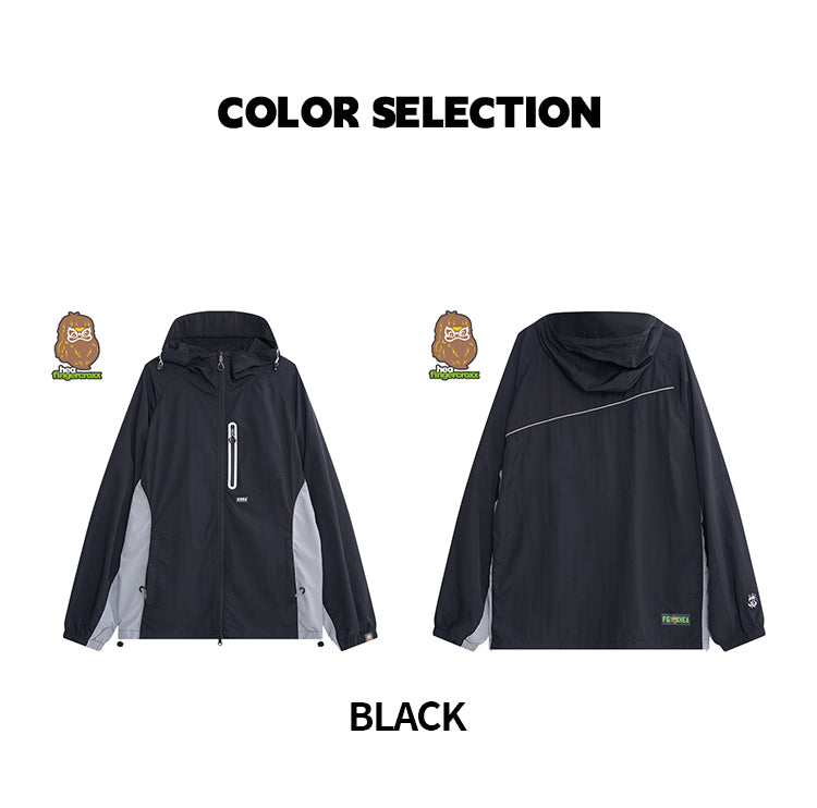 Color Block Hooded Outdoor Windbreaker Jacket