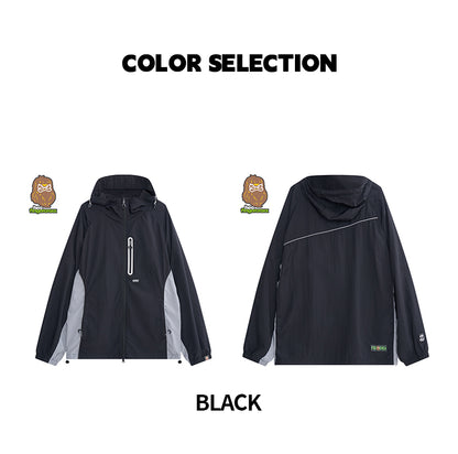 Color Block Hooded Outdoor Windbreaker Jacket
