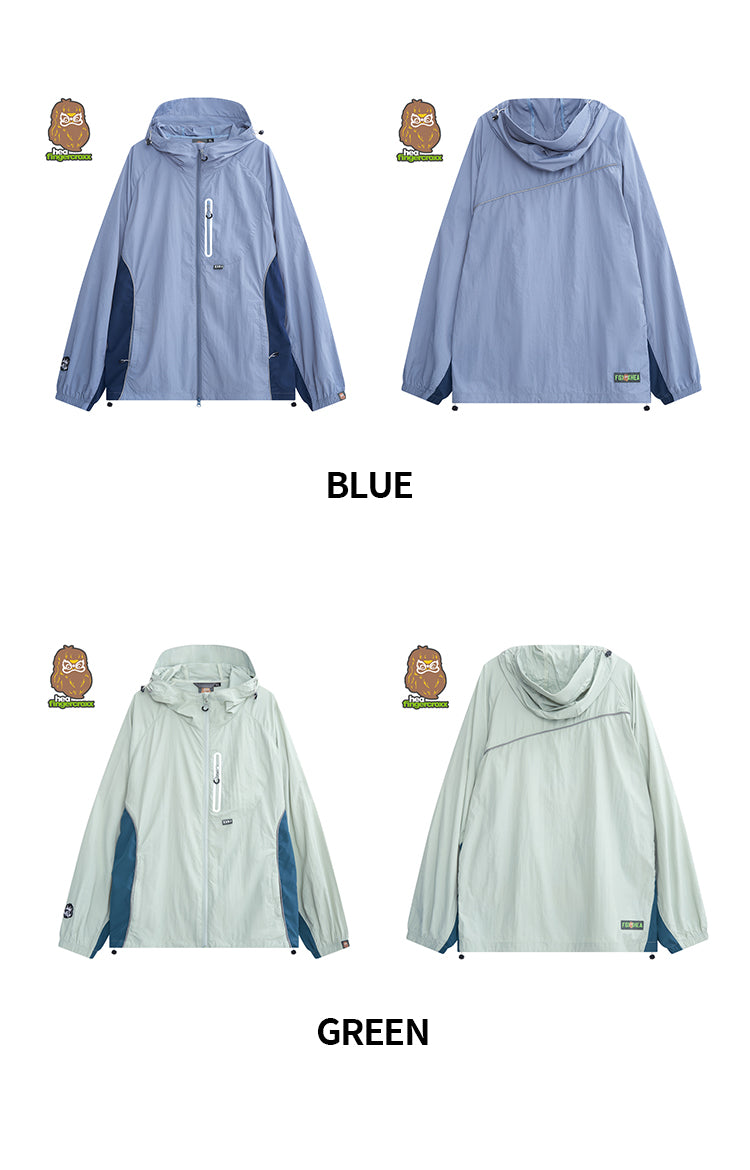 Color Block Hooded Outdoor Windbreaker Jacket
