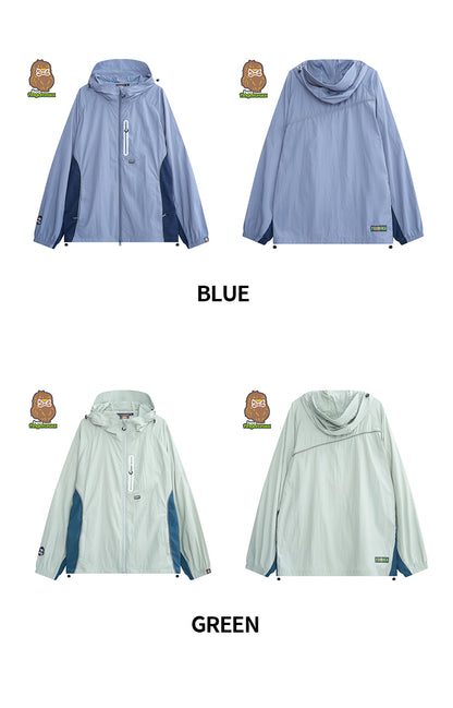 Color Block Hooded Outdoor Windbreaker Jacket