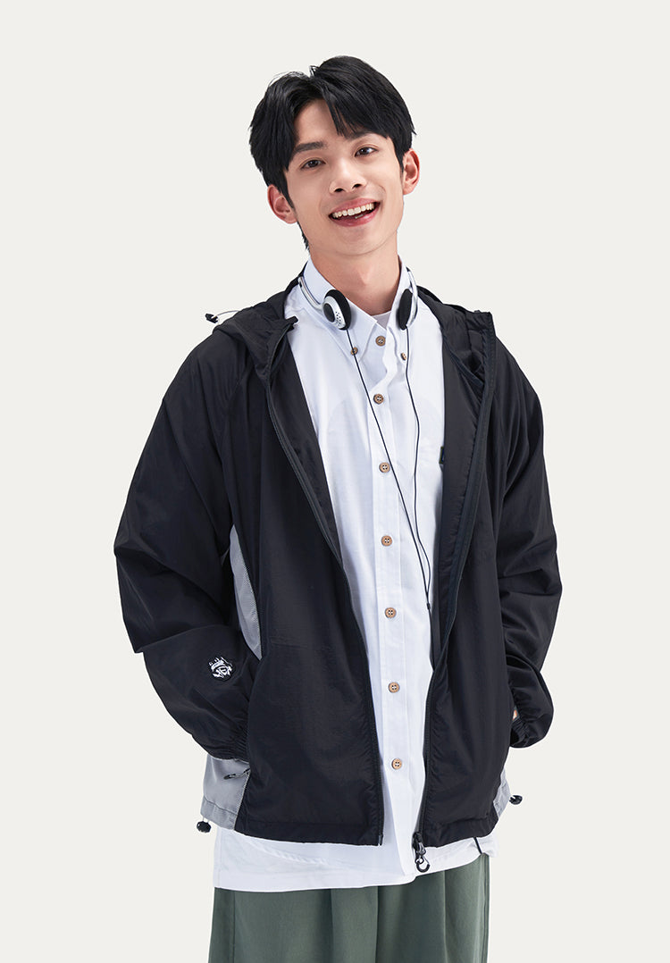 Color Block Hooded Outdoor Windbreaker Jacket