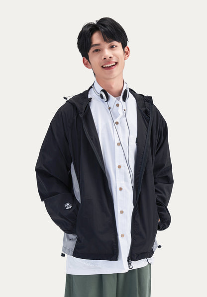 Color Block Hooded Outdoor Windbreaker Jacket