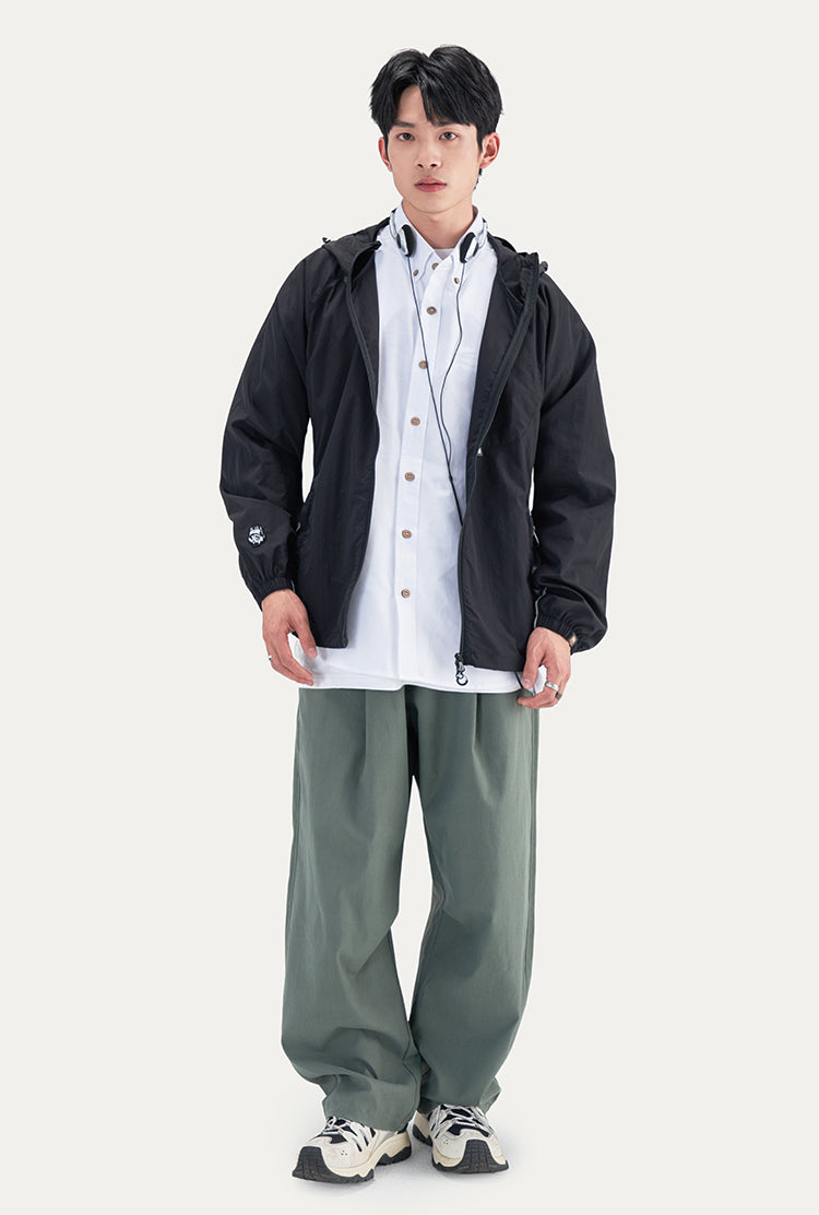 Color Block Hooded Outdoor Windbreaker Jacket