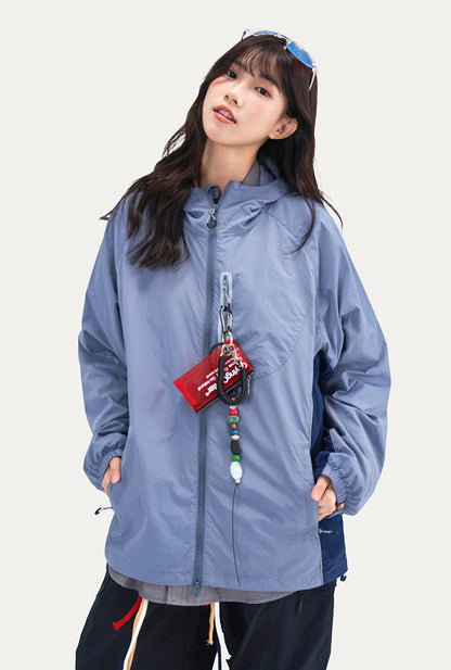 Color Block Hooded Outdoor Windbreaker Jacket