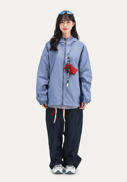 Color Block Hooded Outdoor Windbreaker Jacket