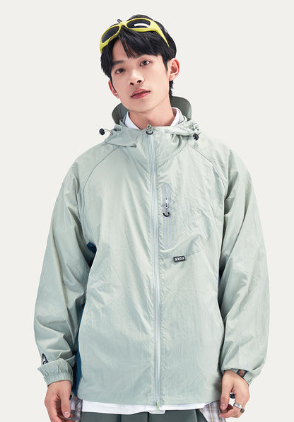 Color Block Hooded Outdoor Windbreaker Jacket