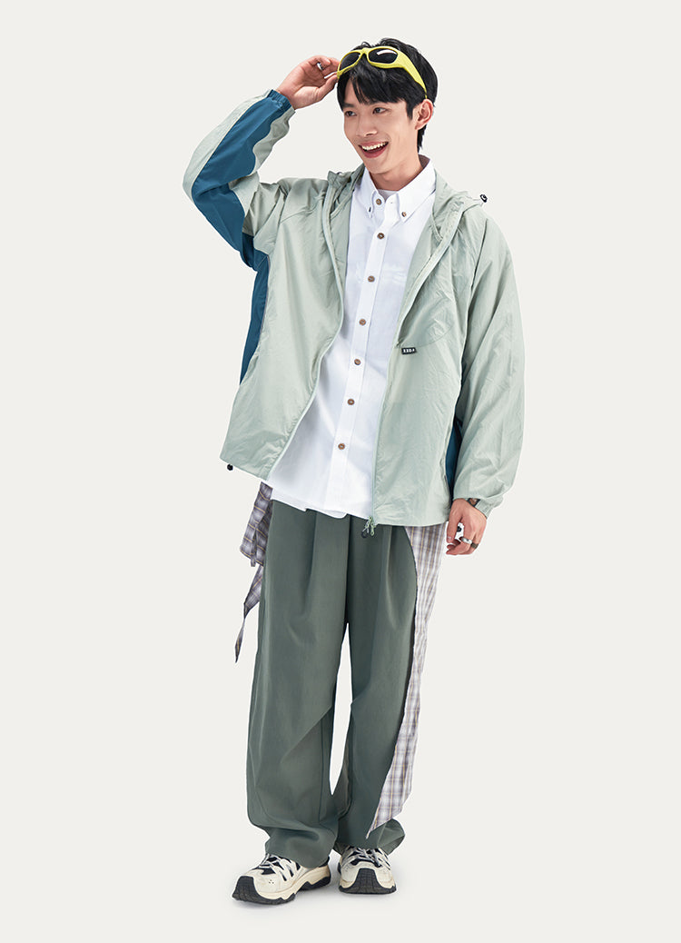 Color Block Hooded Outdoor Windbreaker Jacket