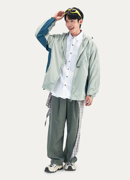 Color Block Hooded Outdoor Windbreaker Jacket