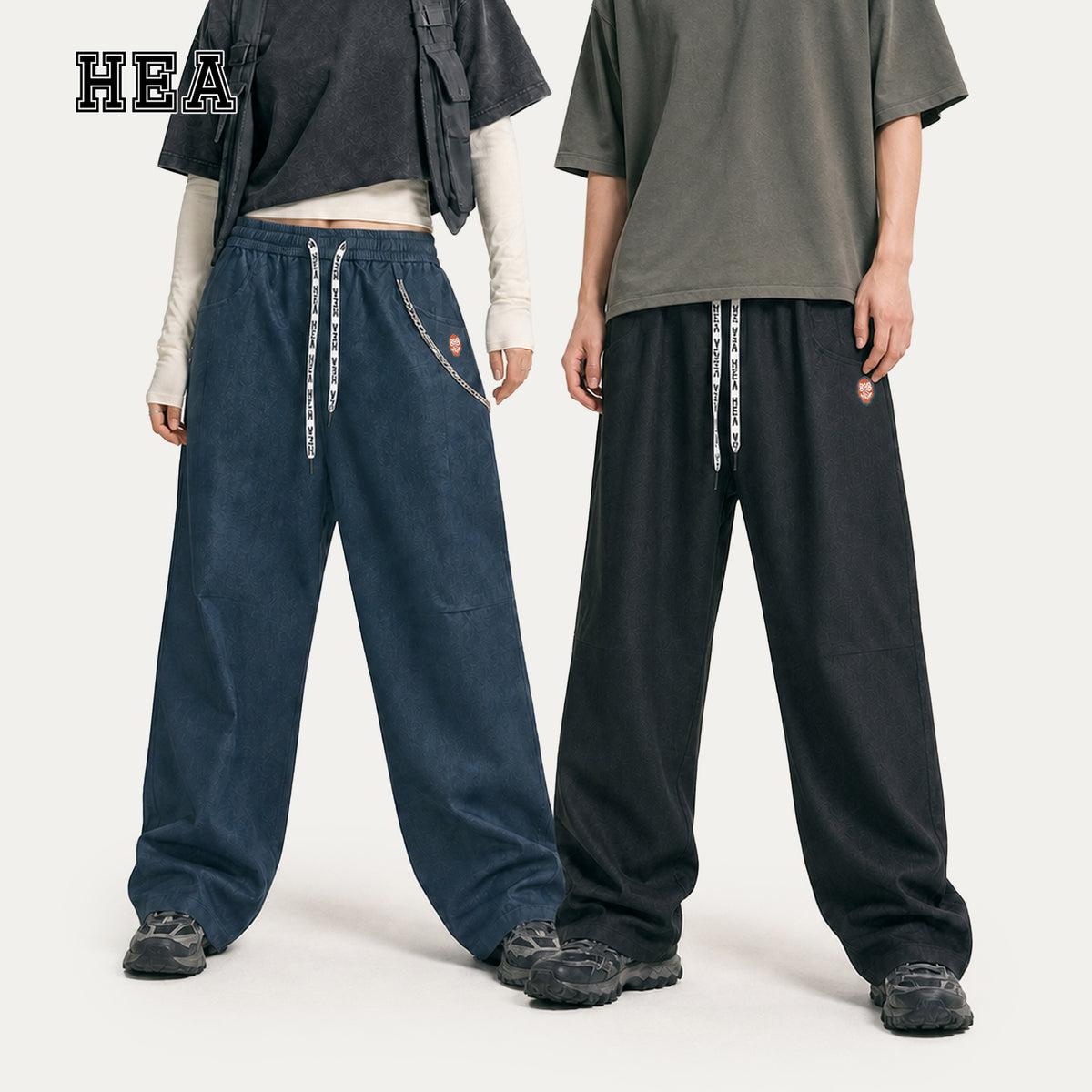 HEA Relaxed Drawstring Track Pants – Straight Leg Streetwear Pants