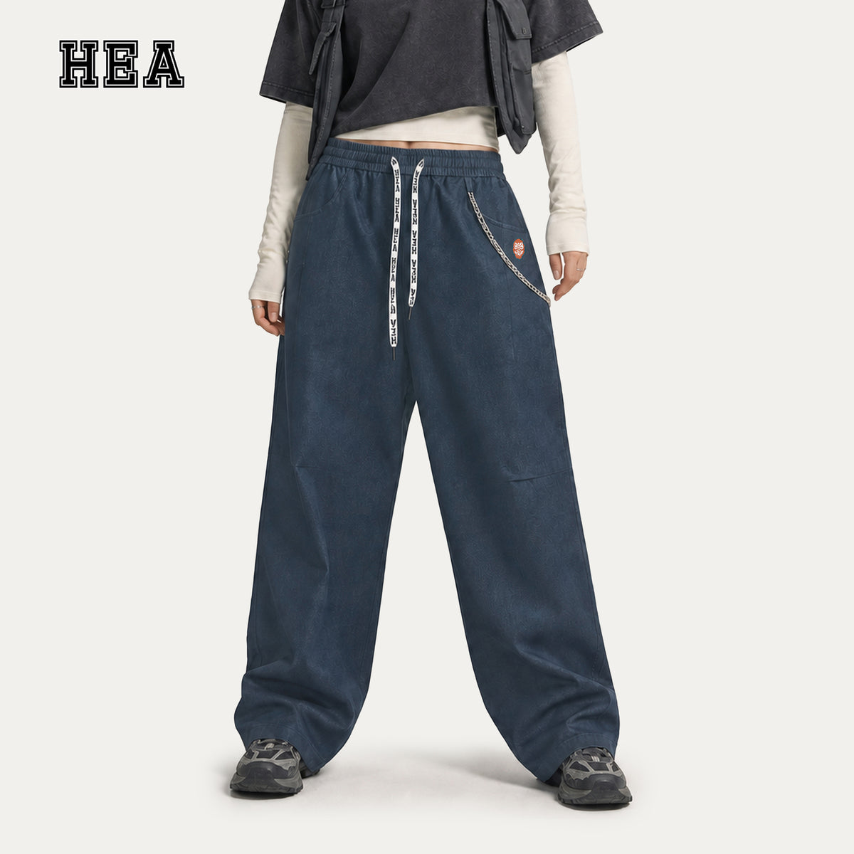 HEA Relaxed Drawstring Track Pants – Straight Leg Streetwear Pants