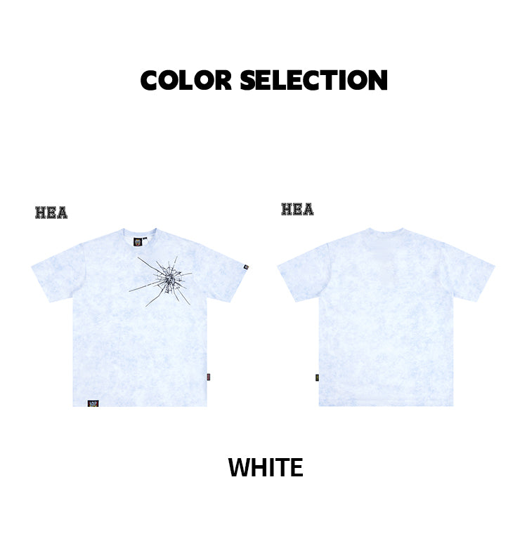 Tie-Dye Starburst Embroidered Heavyweight Casual T-Shirt