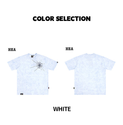 Tie-Dye Starburst Embroidered Heavyweight Casual T-Shirt