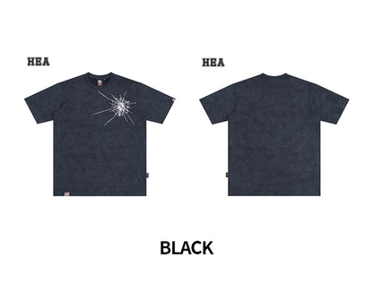 Tie-Dye Starburst Embroidered Heavyweight Casual T-Shirt