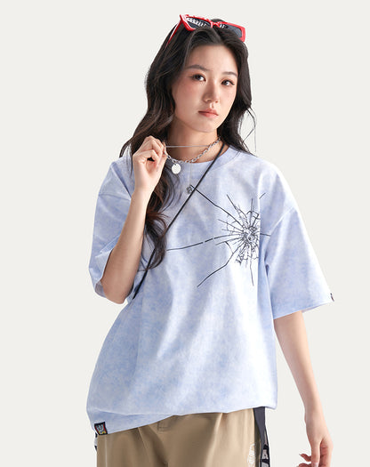 Tie-Dye Starburst Embroidered Heavyweight Casual T-Shirt