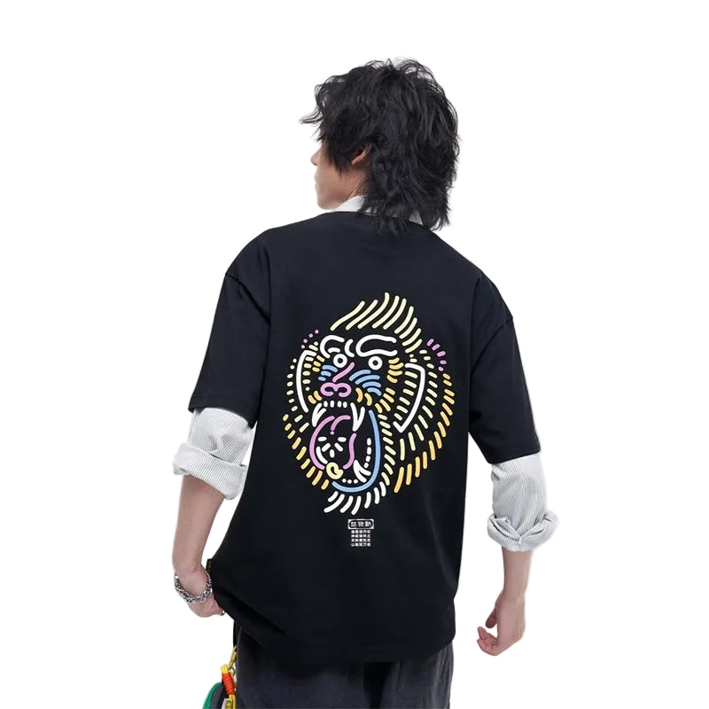 HEA Neon Line Art Lion Head Tee
